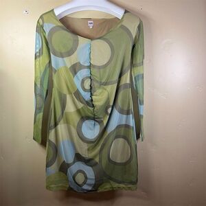NOM 70s Retro Disco Geometric Dress Women's Medium Multicolor Knee Length Formal